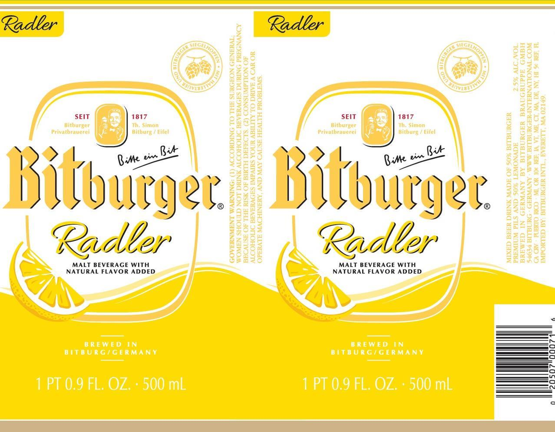 BITBURGER LEMON RADLER CANS 6/4PK 16.9 oz (24)