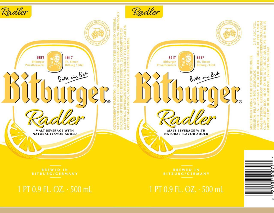 BITBURGER LEMON RADLER CANS 6/4PK 16.9 oz (24)